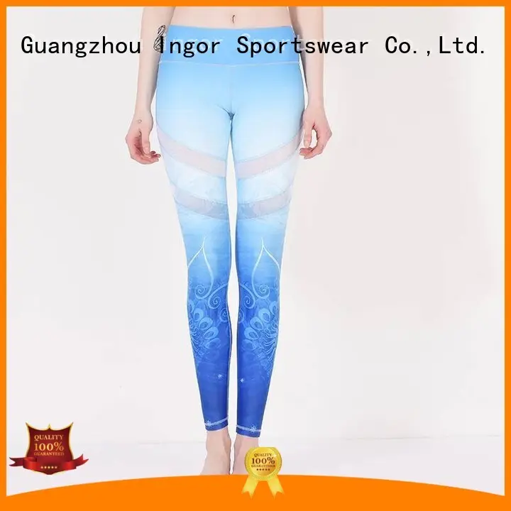 ladies leggings  blue mesh yoga pants manufacture 1
