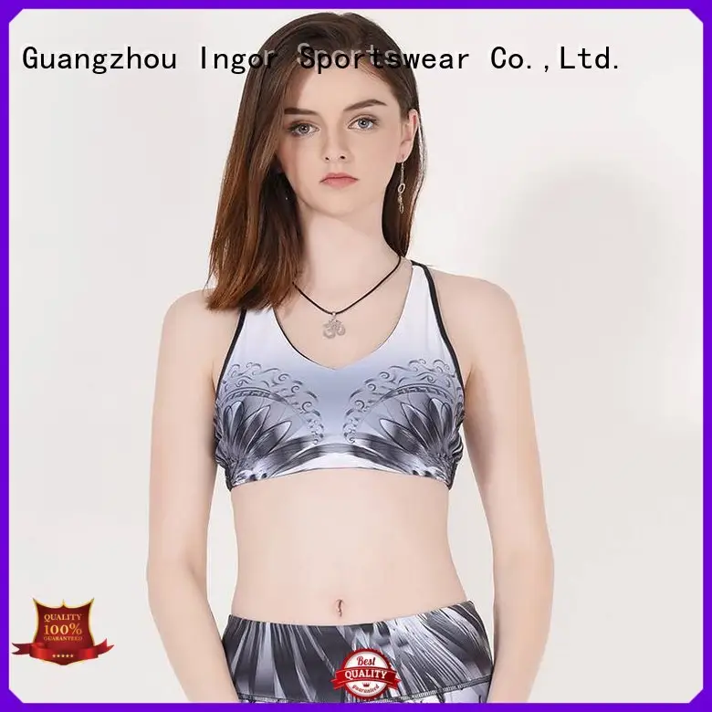 INGOR Brand racerback grey workout custom colorful sports bras 1