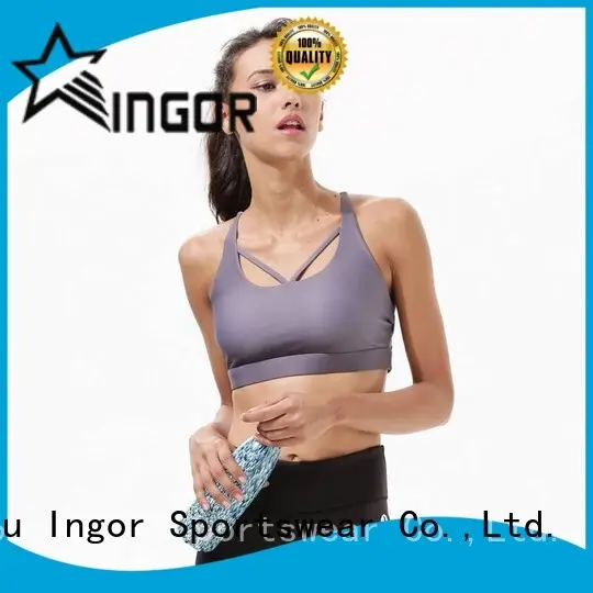 pink zip running INGOR Brand sports bra supplier 1