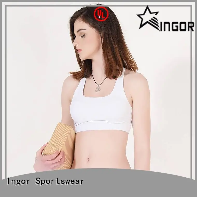 Ladies White Padded Sports Yoga Bra Y1911B09 1