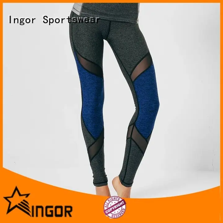 durability plain black yoga leggings mesh with four needles six threads for sport 1