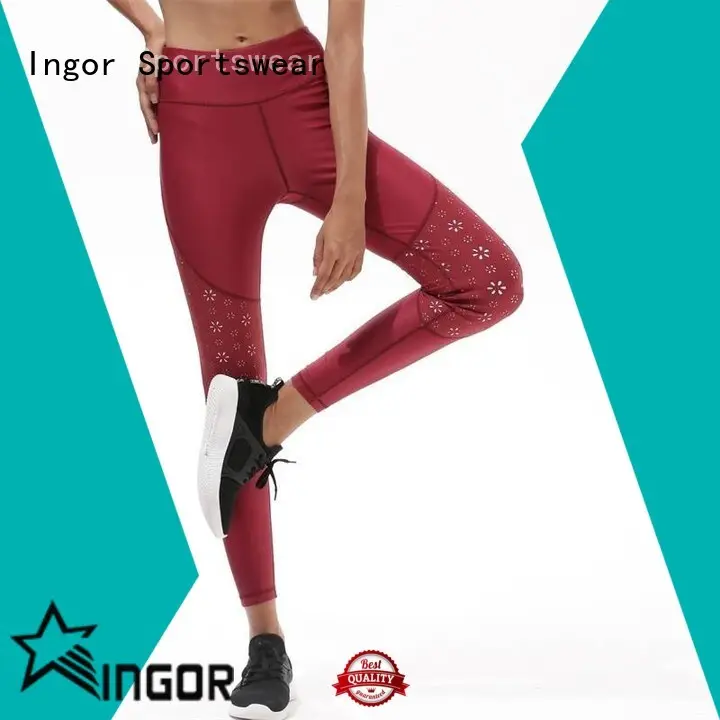 INGOR durability black mesh yoga leggings on sale for girls 1