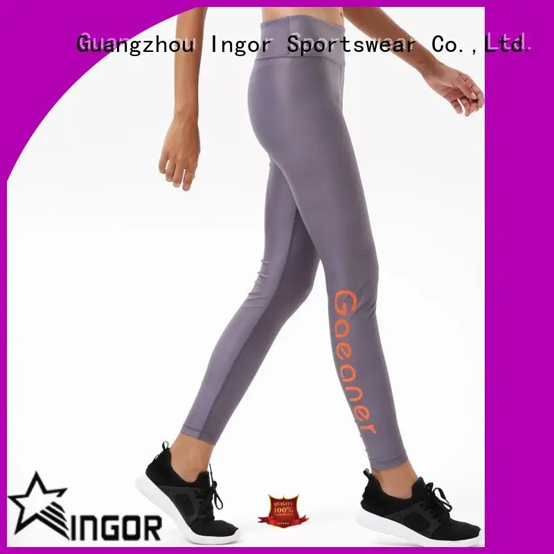 INGOR black black mesh yoga leggings with four needles six threads for girls 1
