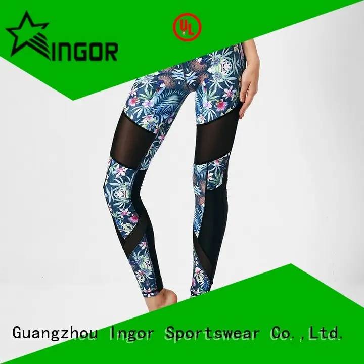 INGOR convenient dark green yoga leggings with four needles six threads for sport 1