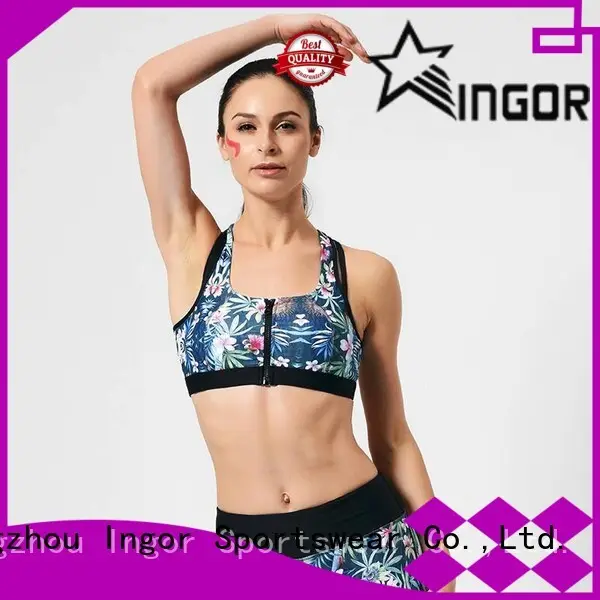 INGOR custom white halter sports bra with high quality at the gym 1