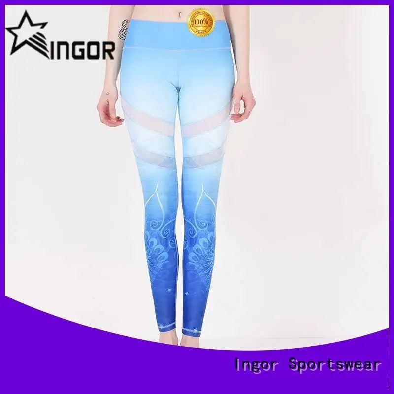 INGOR spandex maroon yoga leggings with four needles six threads for girls 1