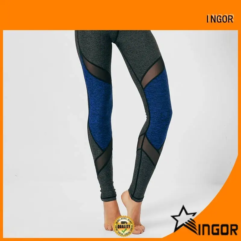 durability black mesh yoga leggings waist with four needles six threads 1