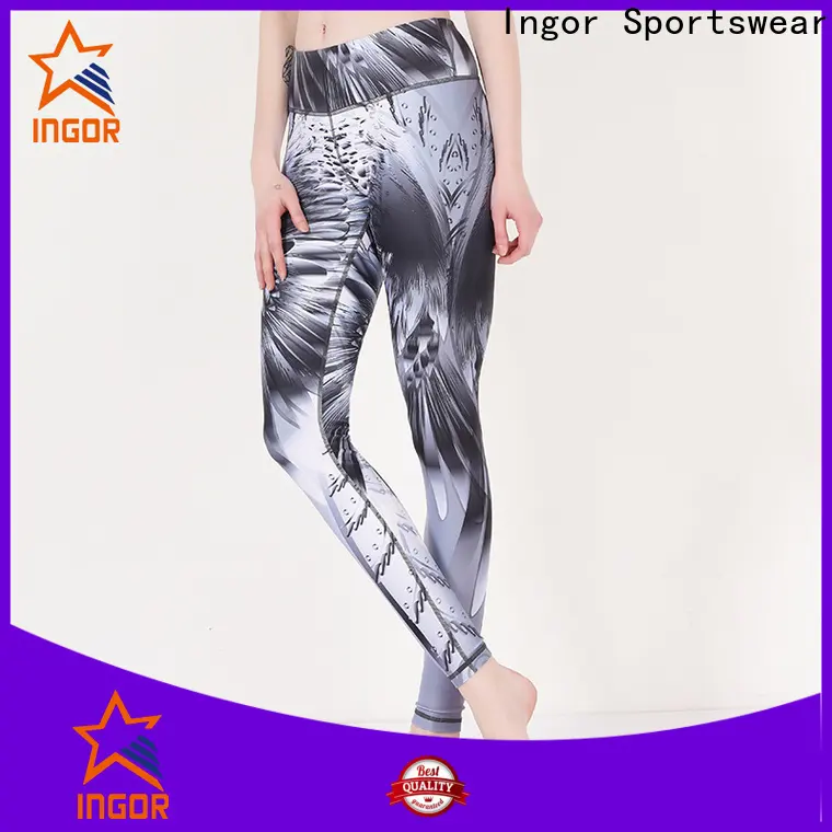 convenient beautiful women wearing yoga pants print with four needles six threads for women 1