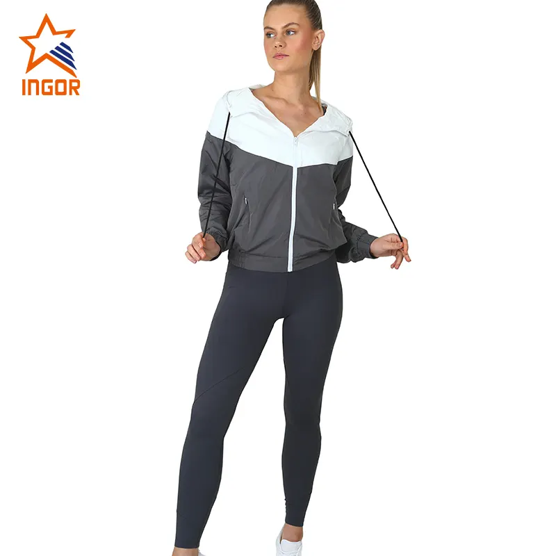 Ingorsports Custom Fitness Apparel Deep Scoop U Back Sports Bra With Reflective Tape Contrast Color & Loose Fit Cutting Jogger Pant Set With Two Side Pocket4 5