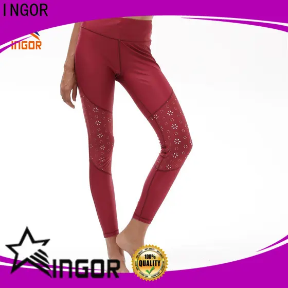 INGOR durability woman stretching in yoga pants with four needles six threads 1