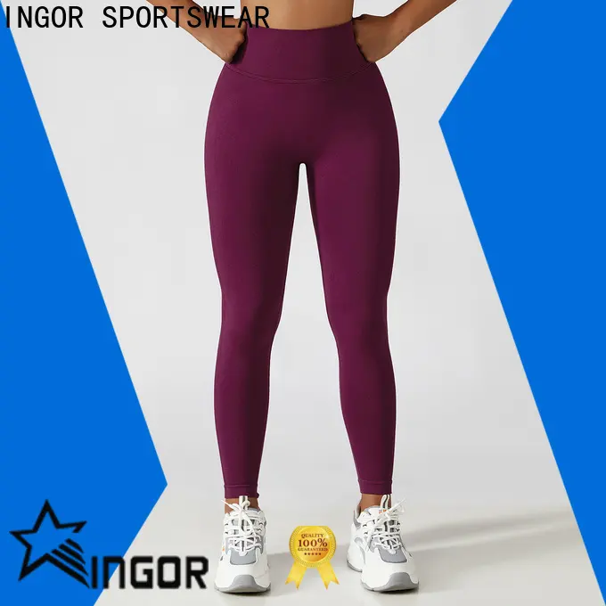INGOR SPORTSWEAR plain female yoga pants with four needles six threads 1