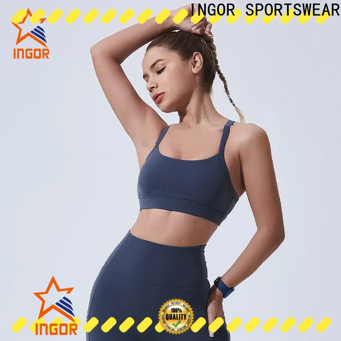 INGOR SPORTSWEAR activewear black sports bra in bulk at the gym 1