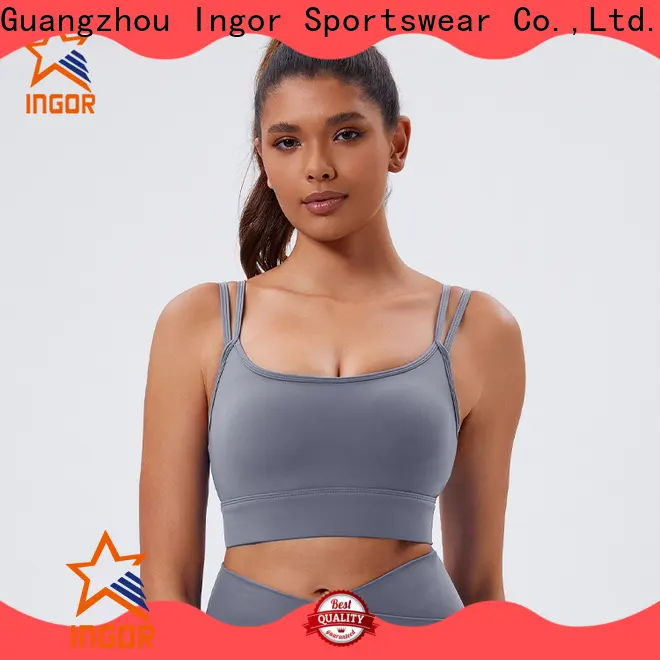 INGOR SPORTSWEAR strap front zip sports bra at the gym 1