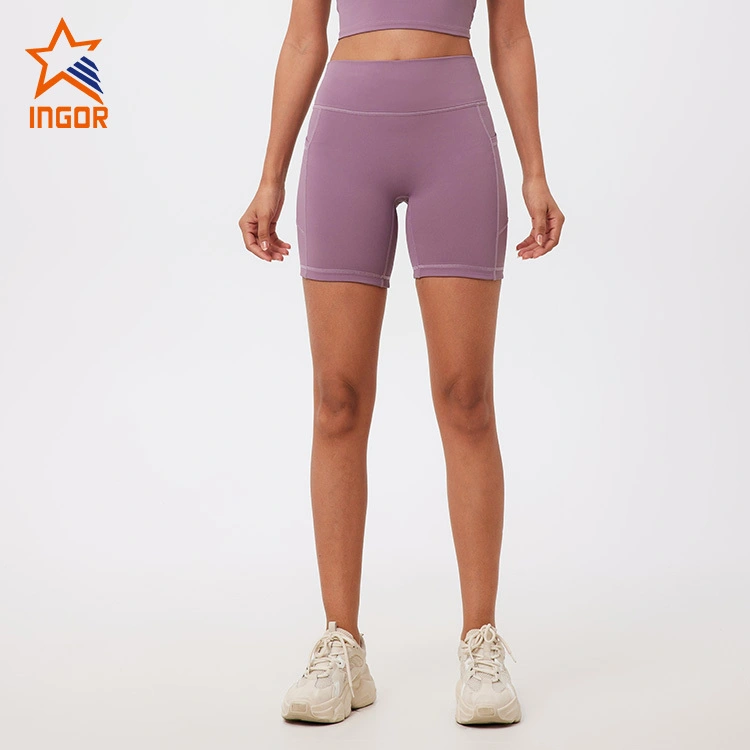 Pantaloncini leggings personalizzati da donna senza cucitura frontale per yoga, palestra, fitness 1