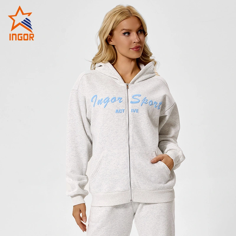 Felpe con cappuccio personalizzate da donna con cerniera e tasche 330GSM | Ingorsports 1