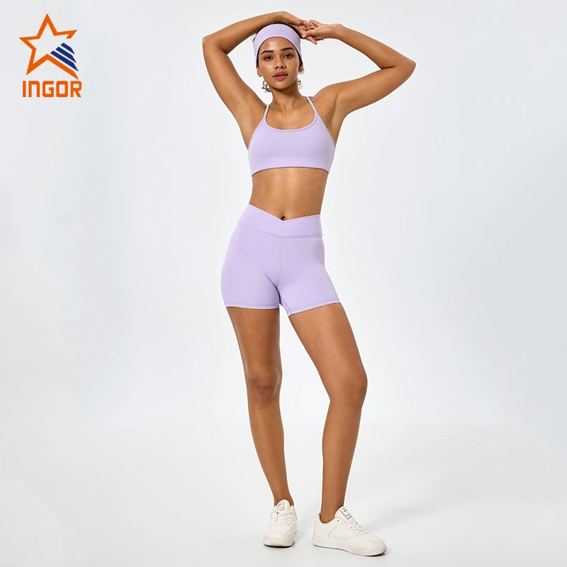 OEM ODM Mulheres tiras finas BRA de ioga + Butt Butt Gym Shorts Sports Sports Sports 1