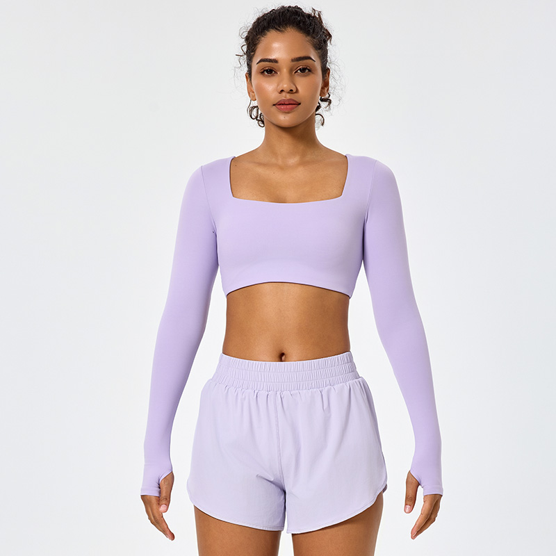 Sports Yoga Gym Long Sleeve T Shirt Bare Feeling High Elastic With Thumb-hole 10