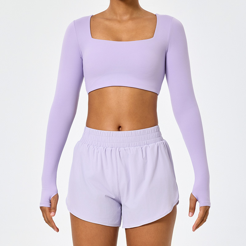 Sports Yoga Gym Long Sleeve T Shirt Bare Feeling High Elastic With Thumb-hole 9