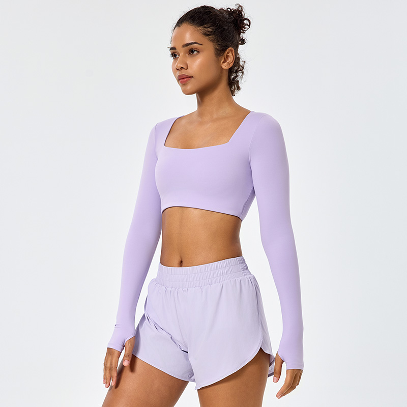 Sports Yoga Gym Long Sleeve T Shirt Bare Feeling High Elastic With Thumb-hole 7