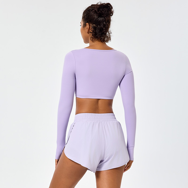 Sports Yoga Gym Long Sleeve T Shirt Bare Feeling High Elastic With Thumb-hole 6