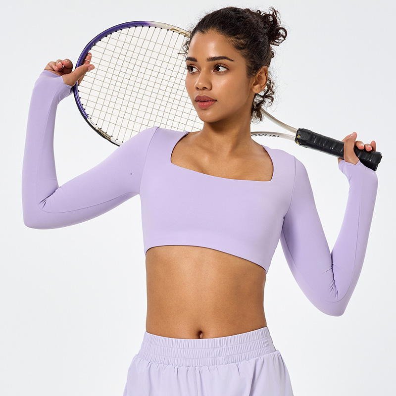 Sports Yoga Gym Long Sleeve T Shirt Bare Feeling High Elastic With Thumb-hole 5