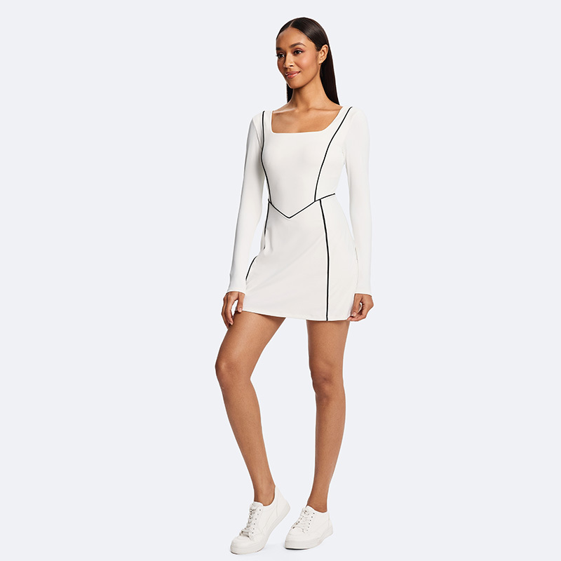 knee length dresses for ladies Long Sleeve Performance Tennis Dress – Avinello main image 0