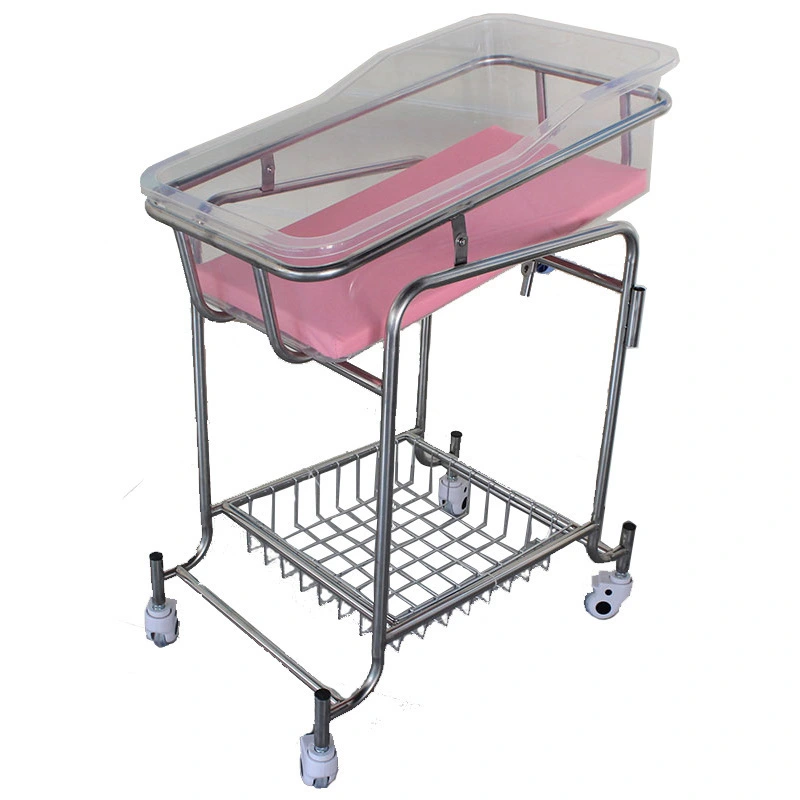 Baby Trolley Medical Stainless Steel Newborn Crib Baby Cot Bed 1