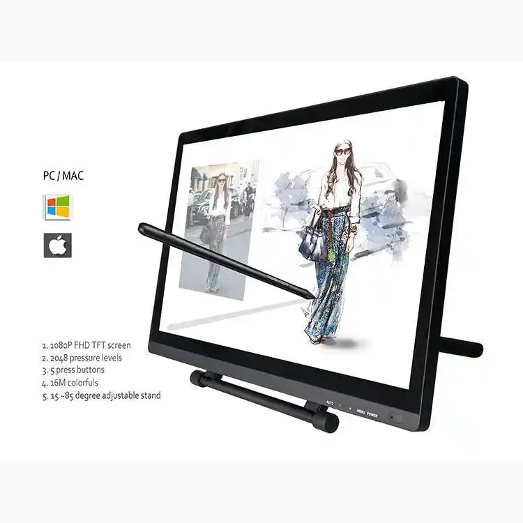 High Efficiency 8192 Pressure Levels Drawing Tablet Touch Screen Dual Channel LVDS Graphic Tablet Monitor 1