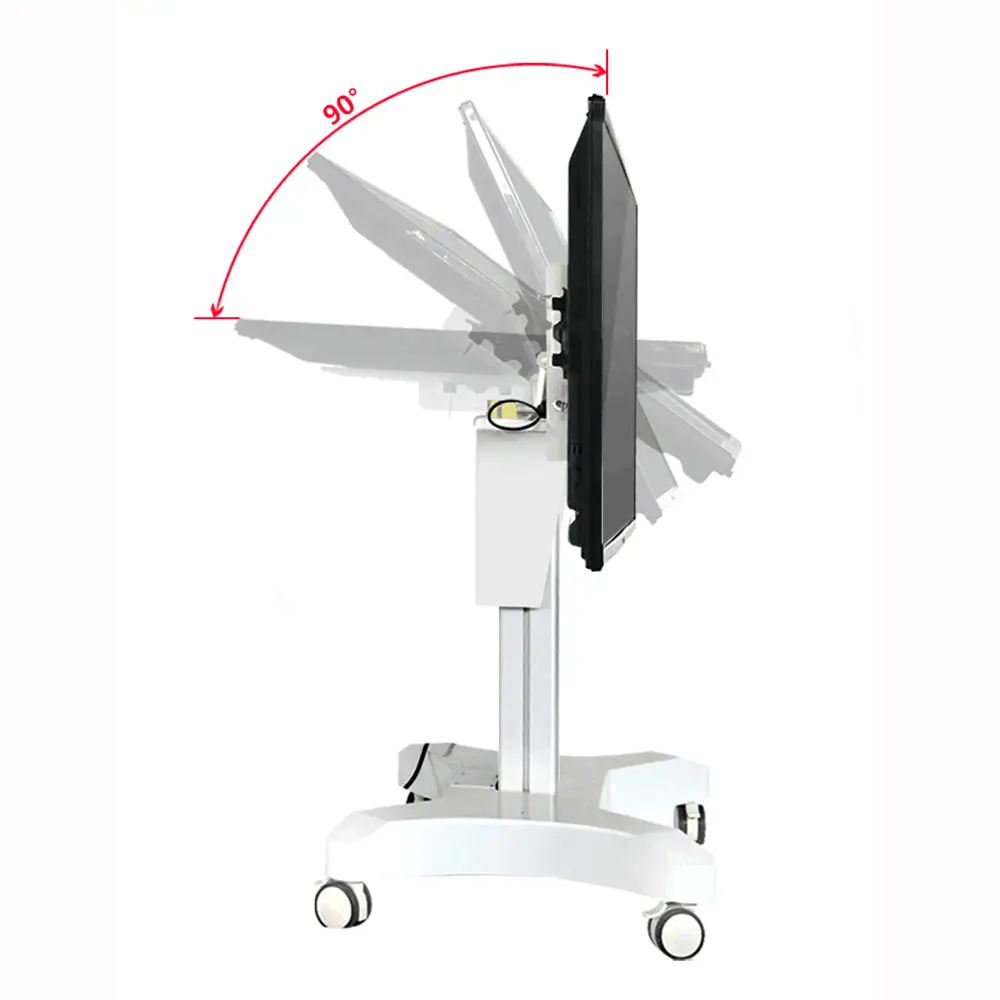 Soporte de suelo con elevación eléctrica y estantes de exhibición con ruedas móviles giratorias para pantalla táctil interactiva LCD de 32 ~ 65 1