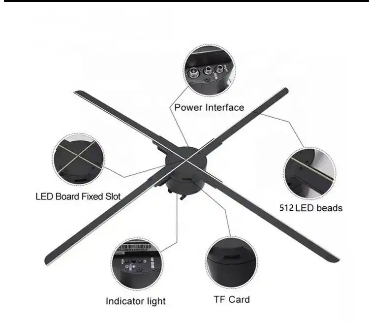 3D holographic video projector 75cm wifi hologram led display fan for advertising . 1