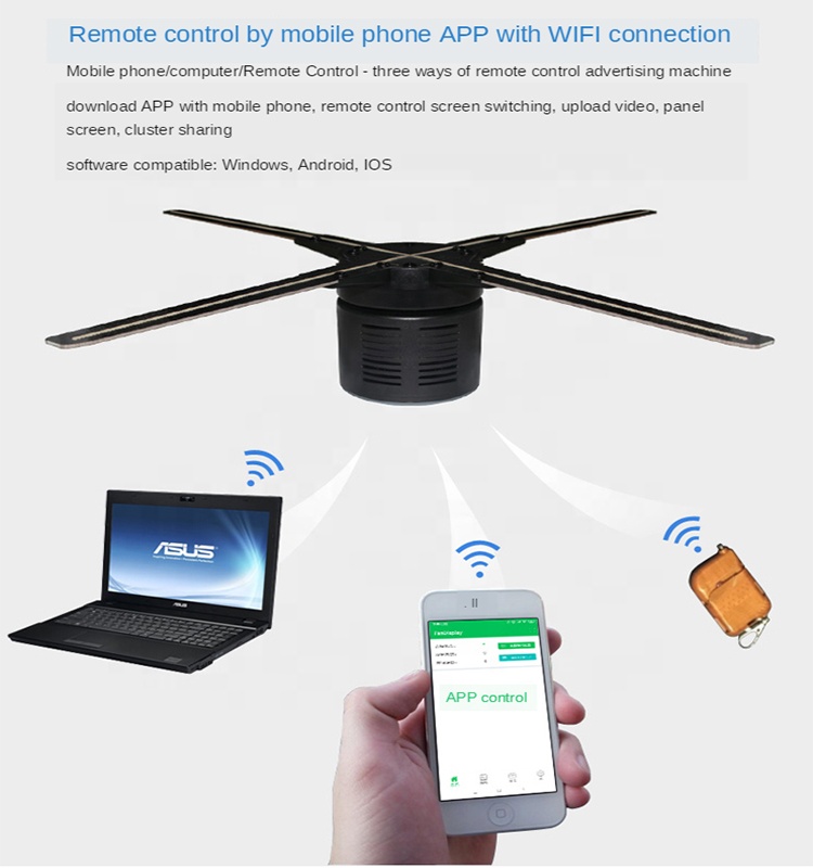High Quality APP Control Advertising Shell Hologram Designing Machine 3D Fan Wholesale