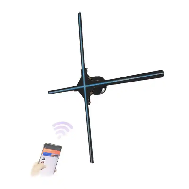 2020 nuevo cuatro cuchillas 1920*1080 holograma publicitario interior 3D ojos desnudos holográficos ventilador Led 3D con Control por aplicación Wifi 1
