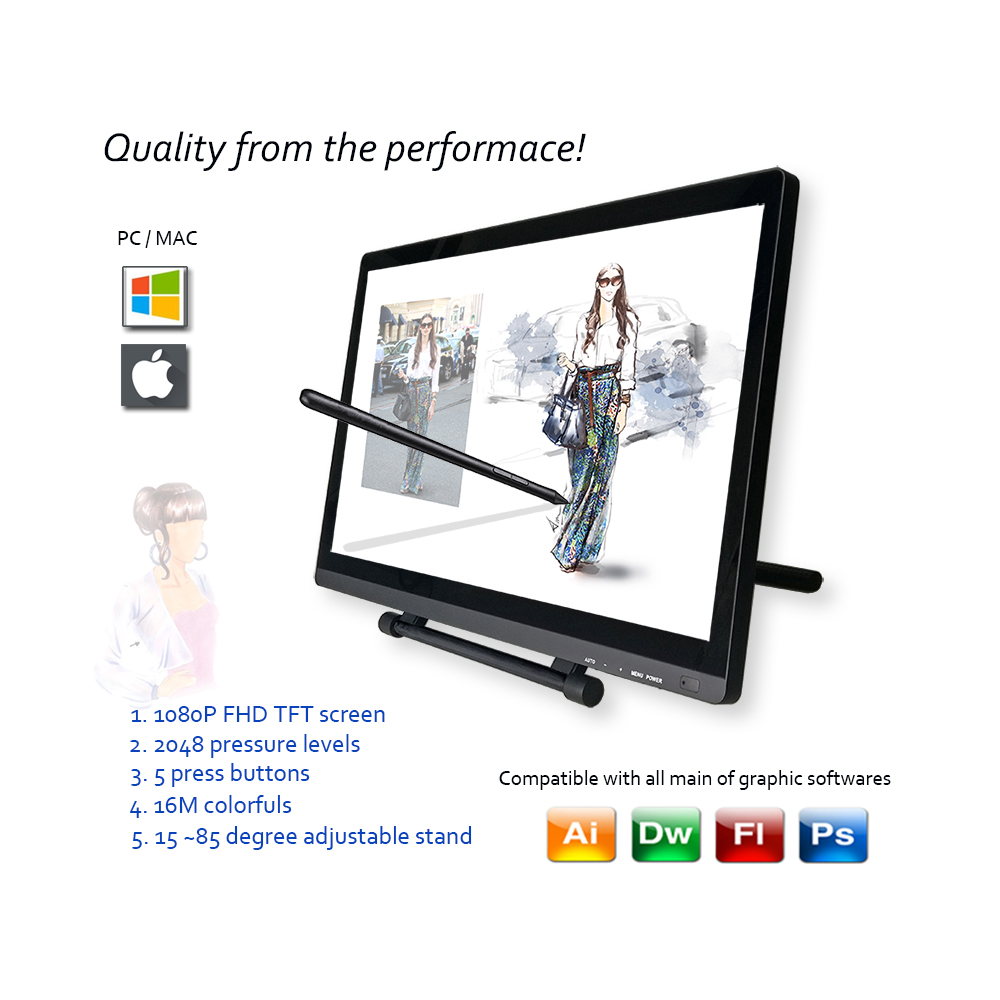 Best Professional Standalone Drawing Tablet without Computer Graphic Tablet for Design Cartooning Artists Teacher 5 Buttons 16:9