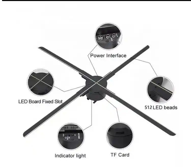 1024 piezas 2500nits 4K holograma Led ventilador precio de fábrica venta proyector holograma publicidad pantallas holográficas 3d 1