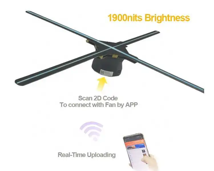 Nice price 3d video hologram projector wifi control holographic 3d led fan display for advertising 1