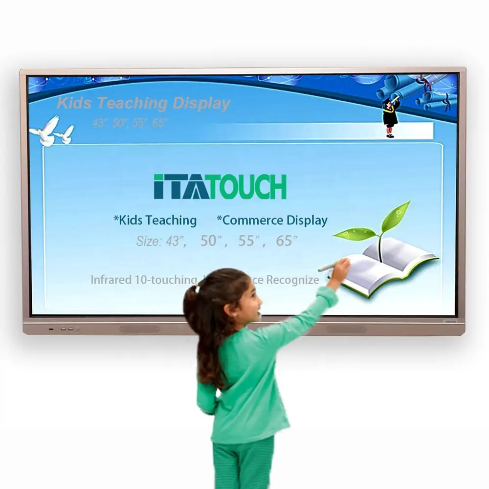 رخيصة LCD التلفزيون الذكية الأشعة تحت الحمراء السبورة التفاعلية لوحة شاشة لمس للأطفال مدرسة TFT قطع غيار مجانية 4K UHD لوحة 1