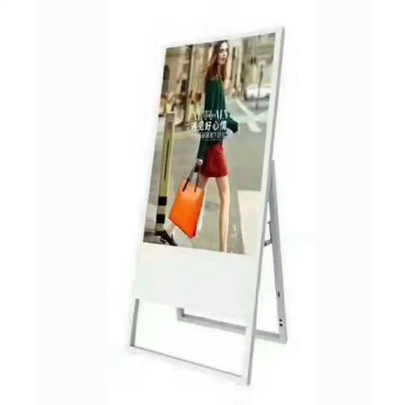 21.5 32 43 Inch 4K Portable Live Streaming Board Advertising Player Selfie Display With Stand Digital Black Sidewalk Sign Poster 1