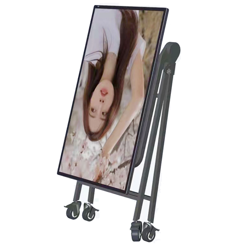 21.5 32 43 Inch 4K Portable Live Streaming Board Advertising Player Selfie Display With Stand Digital Black Sidewalk Sign Poster