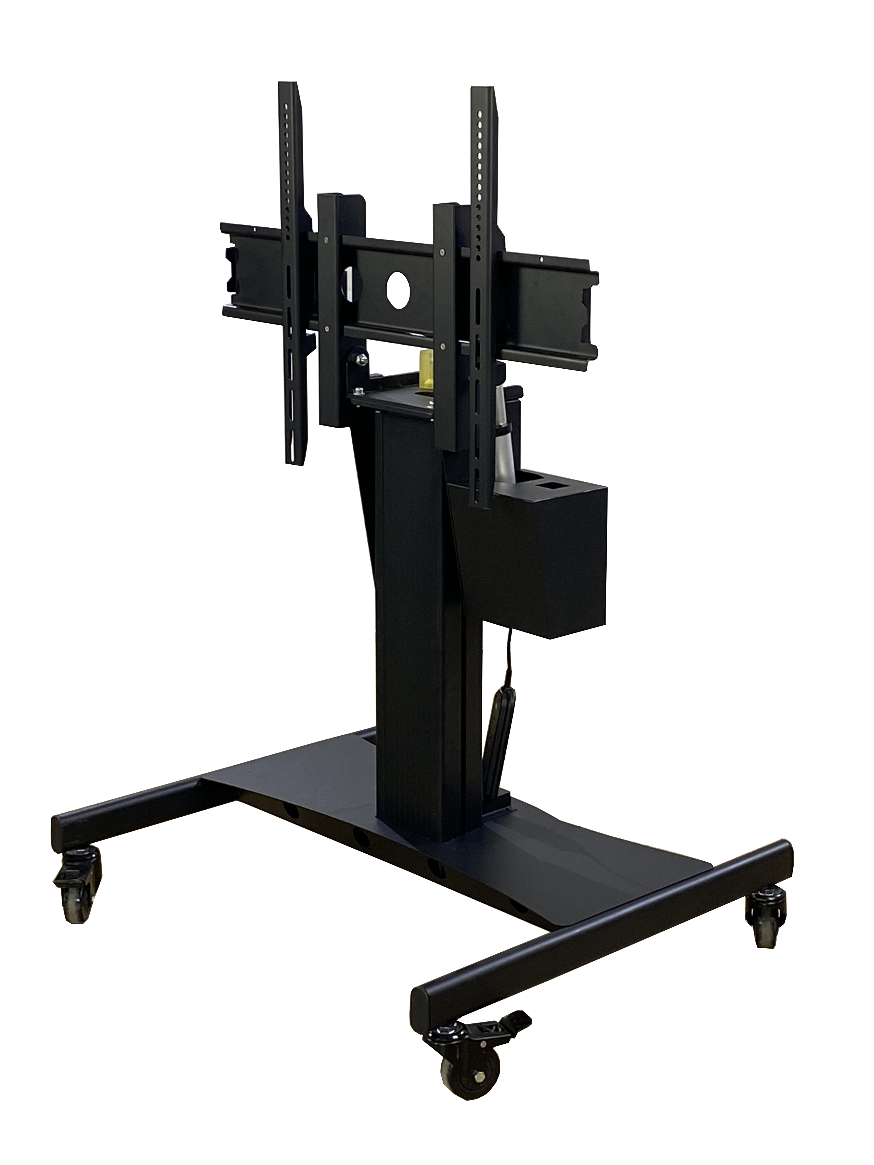 China Factory Wireless Electric Auto Lift Flip TV Cart Floor Standing Mobile TVs Motorized Monitor Stand