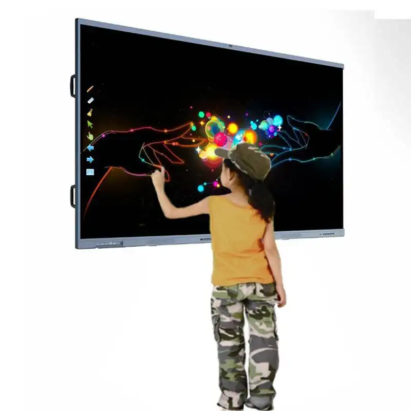 Pizarras inteligentes 4K, pizarra blanca de cristal, Panel de reunión Eshare I3, pantalla plana interactiva de pizarra blanca 75 Promethean 1