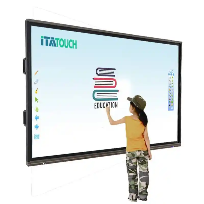 Pizarra inteligente interactiva Led infrarroja de estilo único, 20 Led táctiles, 86 pulgadas, 4K, TV negra, Panel de pantalla UHD, Pizarra Interactiva1 1