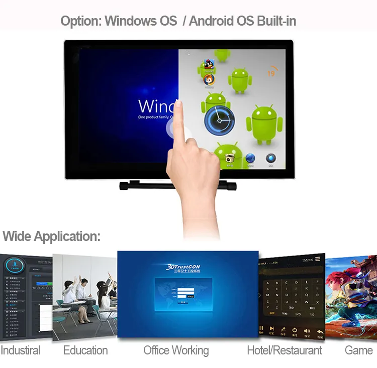 2022 Hot Sale 21.5 24 27 Capacitive Small Touch Screen AIO PC Restaurant USB Monitor Computer All In One Panels 1