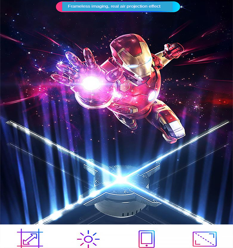 Best Equipment Outdoor Hologram Projector Player 100cm 65cm Advertising Display 3d Holographic Fan With Christmas Ball