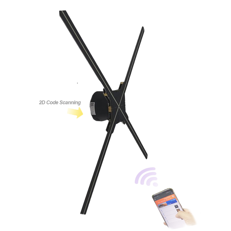 Four Blades 1024*1024 75cm Indoor Advertising Hologram 3D Holographic Naked Eyes 3D LED Fan with Wifi App Control