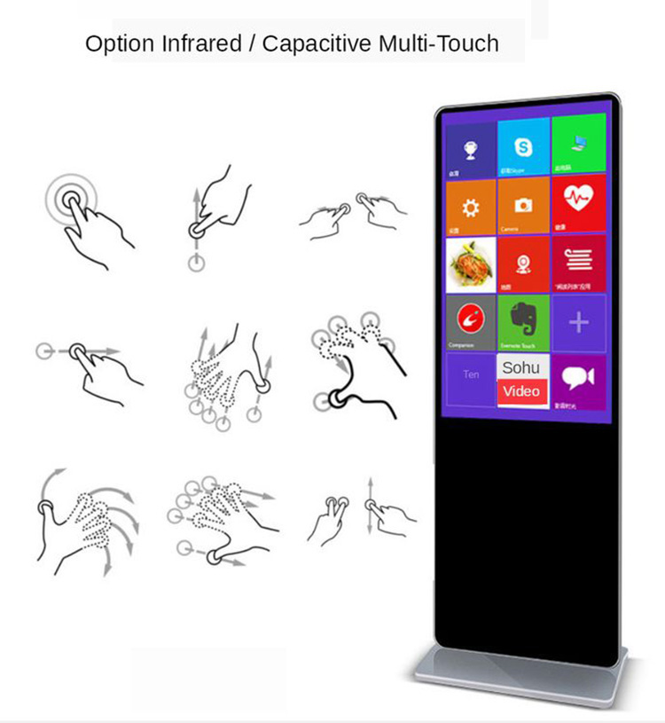 4K Display Standing Exhibition Hall Poster 55 Inch 700cd Advertising Lcd Touch Screen Digital Signage Ad