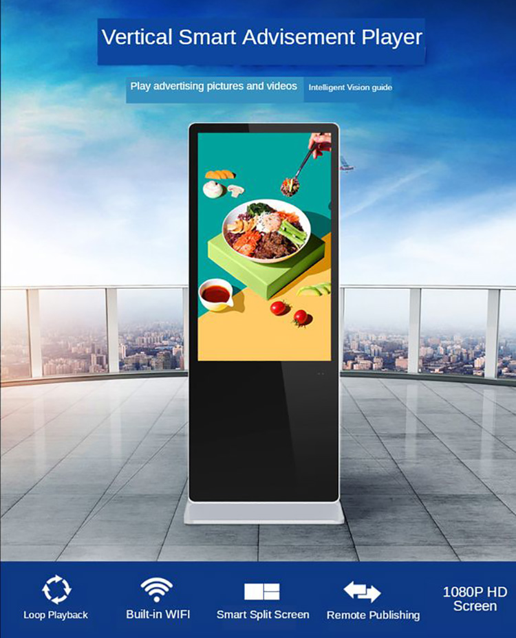 4K Display Standing Exhibition Hall Poster 55 Inch 700cd Advertising Lcd Touch Screen Digital Signage Ad