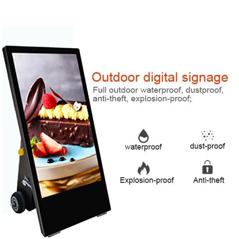 Customized 43 inch Portable Digital Signage Battery Outdoor Airport Advertising Display Touch Screen Kiosk 1