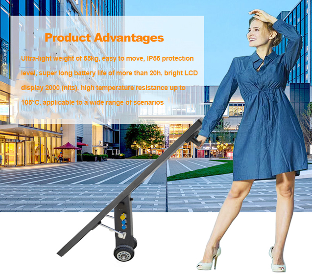 Customized 43 inch Portable Digital Signage Battery Outdoor Airport Advertising Display Touch Screen Kiosk
