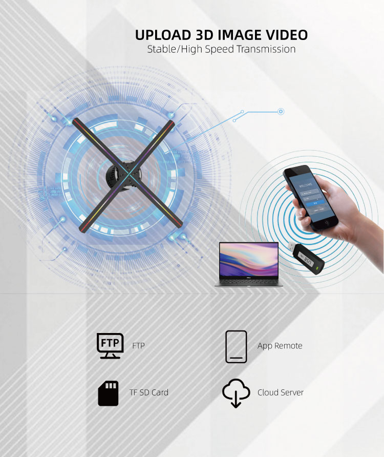 65 75 CM Cloud APP Screen Digital Player Video Signage Lcd 3D Display Led Advertising Holographic Projector Wifi  Hologram Fan