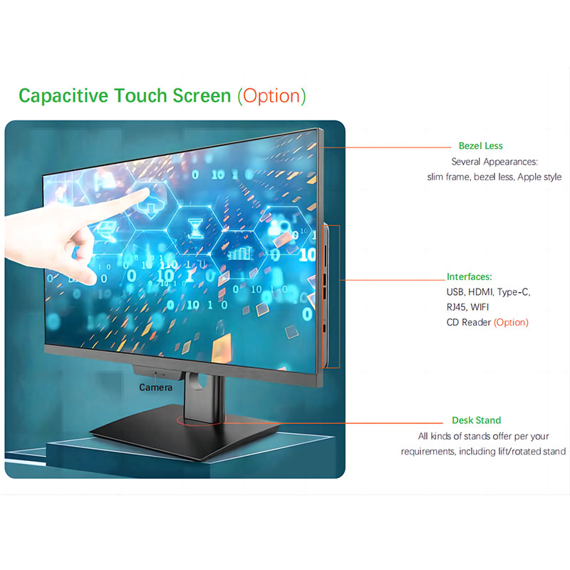 Professional  23.8" All in one PC Monitors Touch Screen Gaming Monitor Full HD Support AIO Desktop Computer for Sale